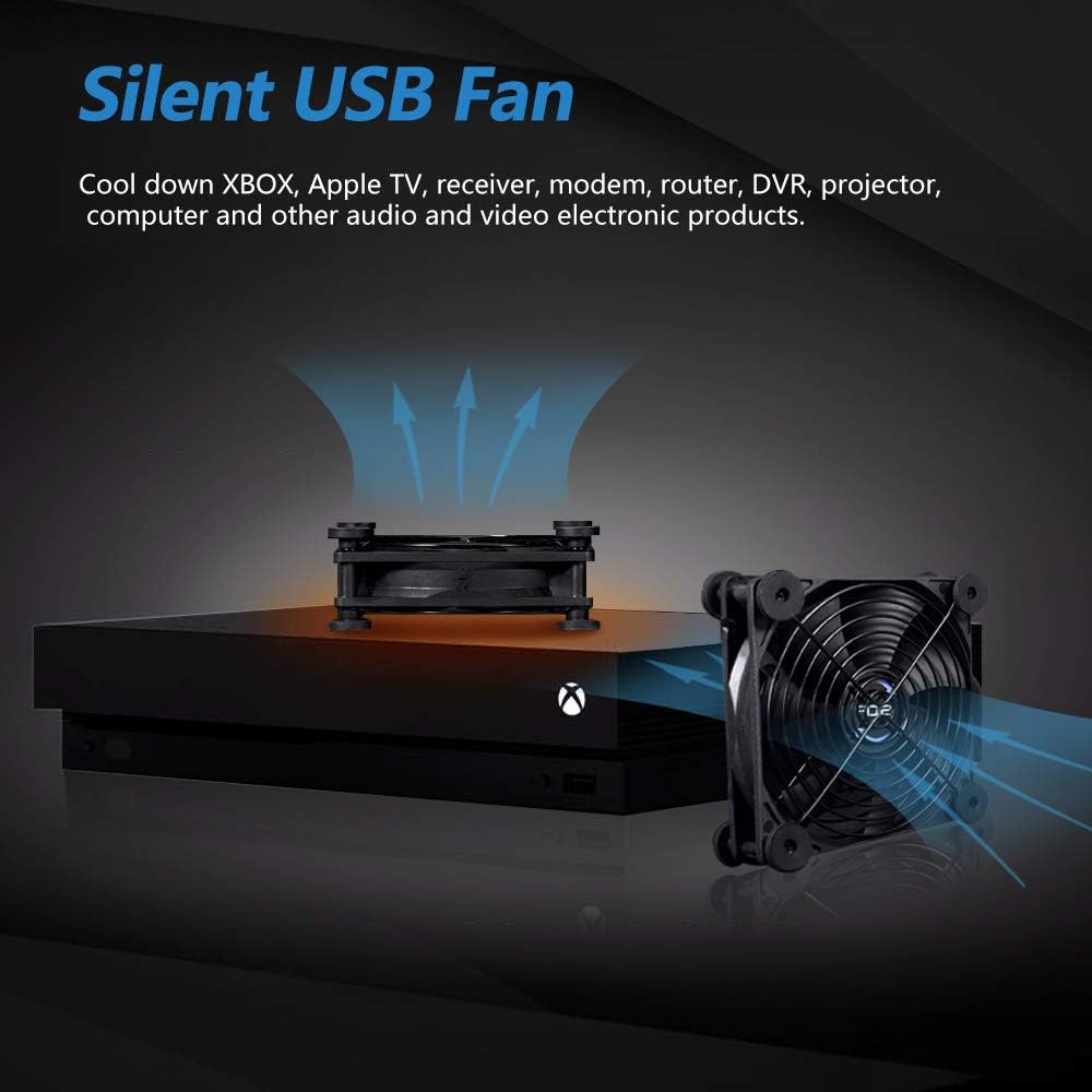 SCCCF Quiet 120mm USB Fan, 5V USB Portable Cooling Fan for Flat Panel TV Receiver Router DVR Playstation Xbox Computer Cabinet Cooler