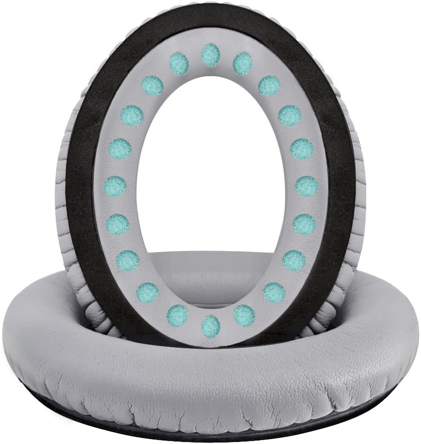 Professional Headphone Replacement Ear Pads for Bose QuietComfort 35 QC 2 15 25 Earpads Cushion for QC2 QC15 QC25 SoundTrue SoundLink Around-Ear Headphones (QC35/35ii, Silver Cushion + Grey Mat)