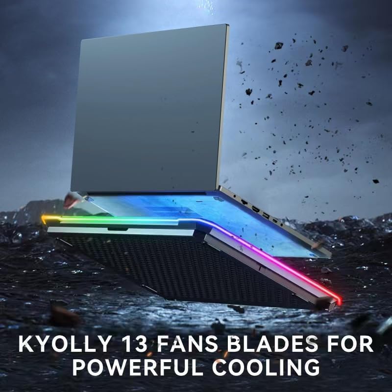 Gaming Laptop Cooler with 13 Ultra Quiet Fans, LCD Screen and Multi Color RGB - 10 Lighting Modes, 9 Adjustable Heights, Dual USB Ports, Built in Phone Holder for 15 to 21 Inch Laptops on Desk or Lap