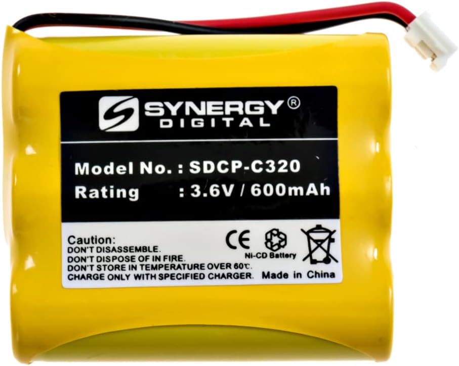 Synergy Digital Cordless Phone Battery, Compatible with AT&T-Lucent 3301 Cordless Phone, (NI-CD, 3.6V, 600mAh) Ultra High Capacity, Replacement for GP GP60AAS3BMJ Battery