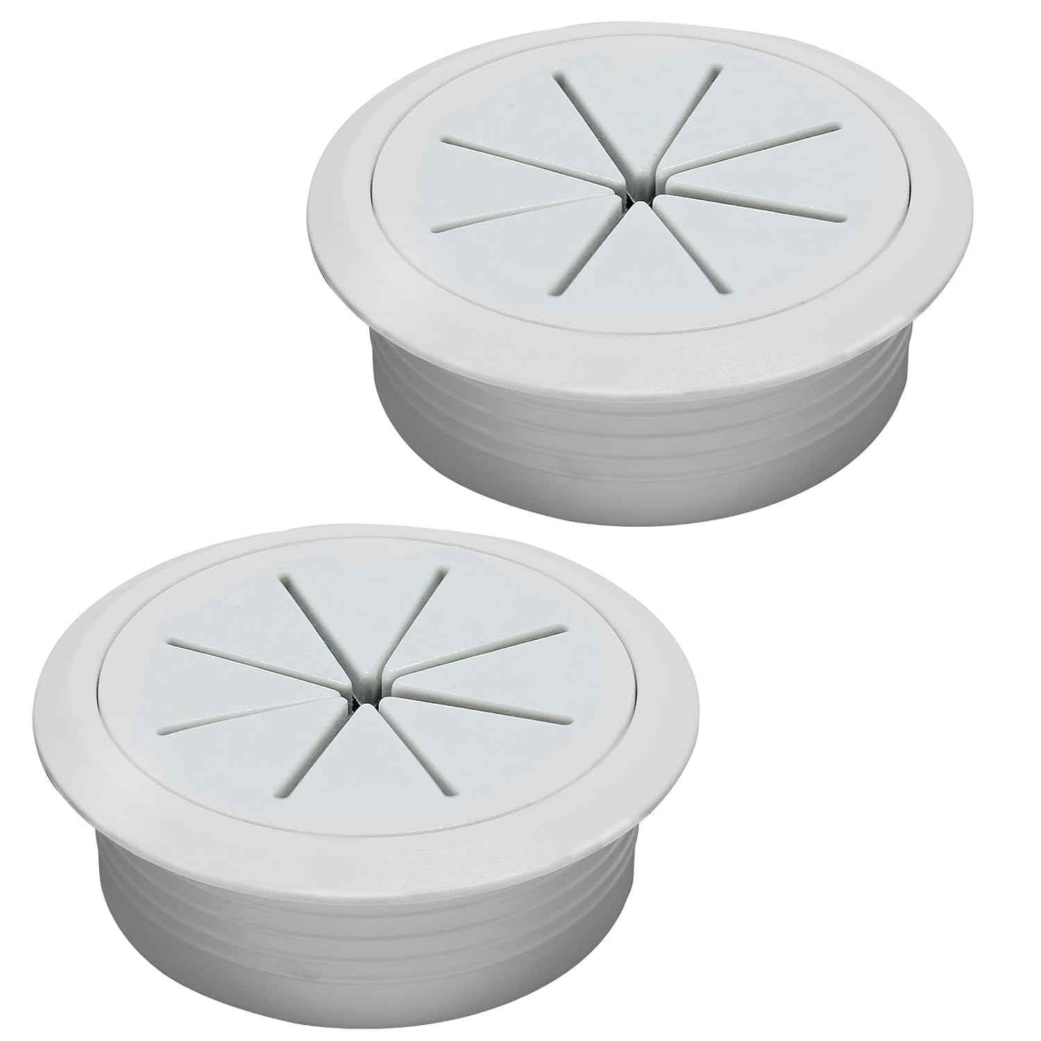 Desk Grommet 2-3/8" (60 mm), Desk Hole Cover for Cables Grey, Cable Grommet ABS Plastic, Desk Hole Grommet for Office and Home Table Cable, Detachable & Flexible Cable Cord Organizer-2 Pcs