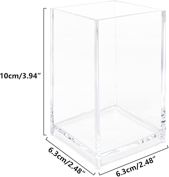 Newkita 2 Pack Clear Acrylic Pencil Pen Holder Cup, Acrylic Cosmetic Brushes - Image 2