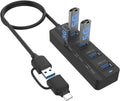 USB C Hub, 5Gbps 7 Ports USB 3.0, USB Hub with USB C Long Cable USB Splitter Multiport Adapter Compatible with Thunderbolt3/4,MacBook, iMac, Surface Pro