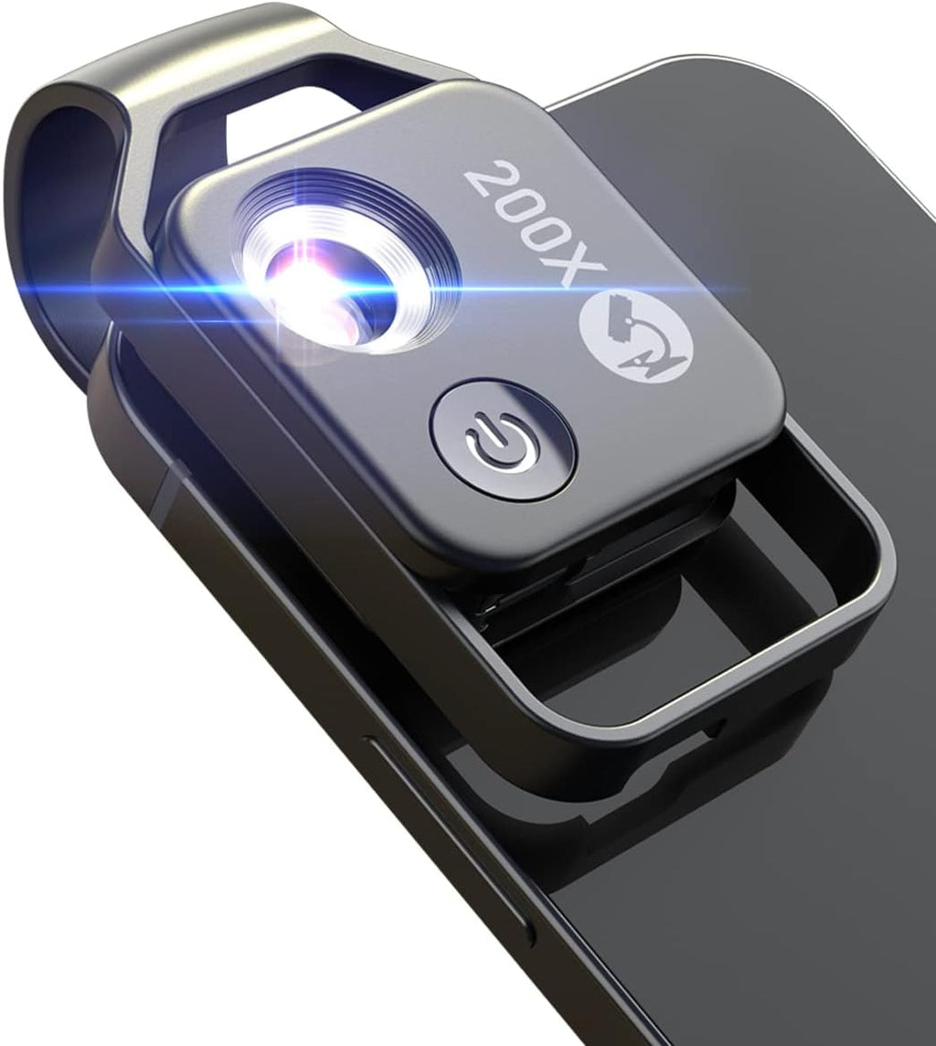Phone Microscope with CPL Lens/LED Light, Nano Zoom 200X Pocket Microscope Camera Attachment with Universal Clip for Most iPhone/Andriod Phone - The Best Gift to Enjoy Microworld for Kids and Adults