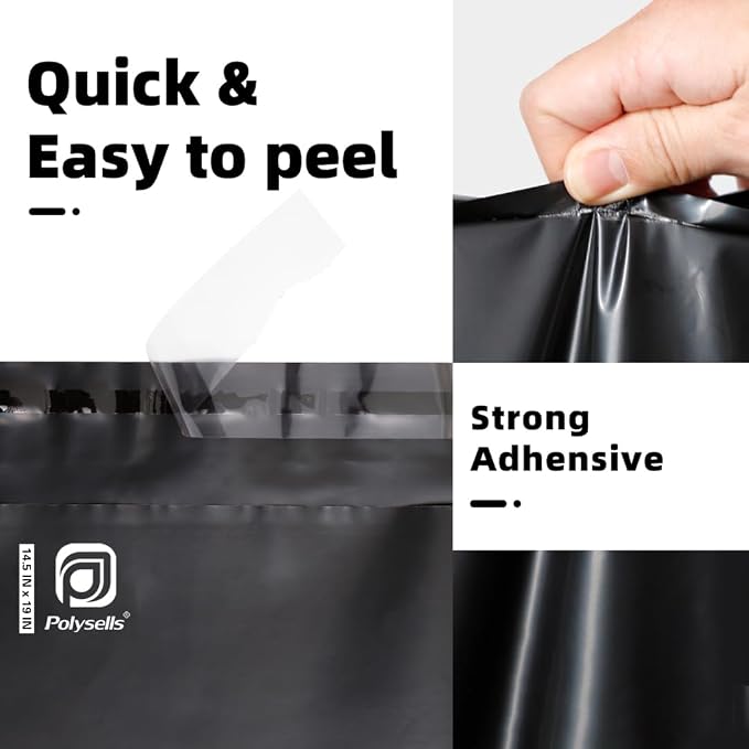 POLYSELLS 500 pcs 14.5x19 Inches Black Poly Mailers Shipping Envelopes - Image 3