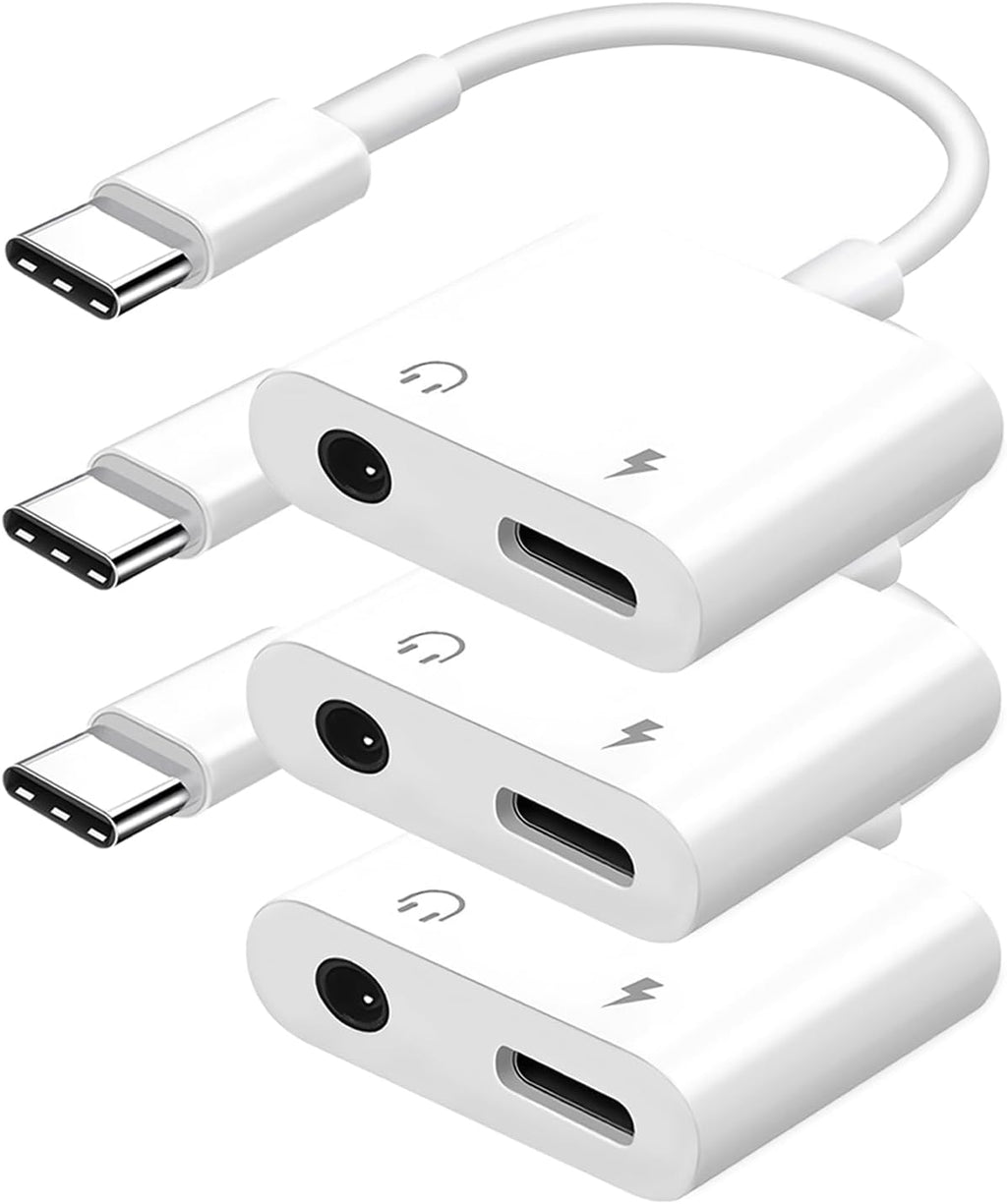 Seulliya USB C to 3.5mm Headphone Jack and Charger Adapter, 2-in-1 Audio & Fast Charging Splitter for Apple iPhone 17/16/15/Pro/Pro Max, iPad, Samsung, Pixel, and More 3Pack