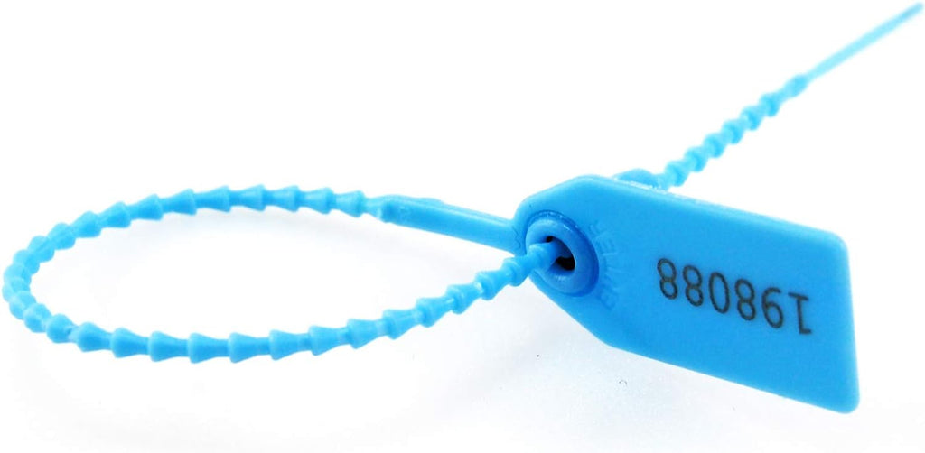 Plastic Tamper Seals, Zip Ties for Fire Extinguishers Pull Tite Security Tags Numbered Disposable Self-Locking Signage Tie 250mm Length (100 PCS, Light Blue)