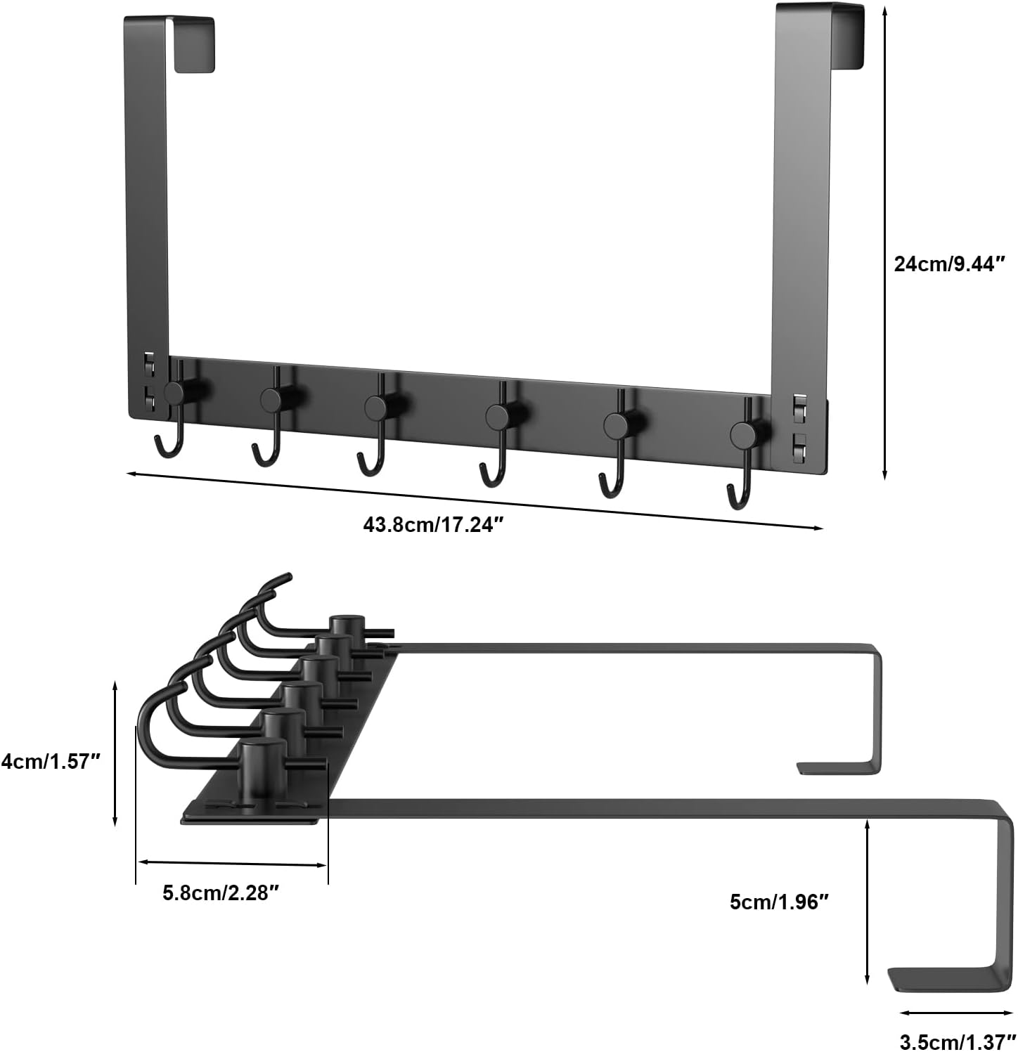 VAEHOLD Over The Door Hooks for Hanging Clothes, Heavy-Duty Door Hooks Organizer for Towel, Coat, Bag, Robe