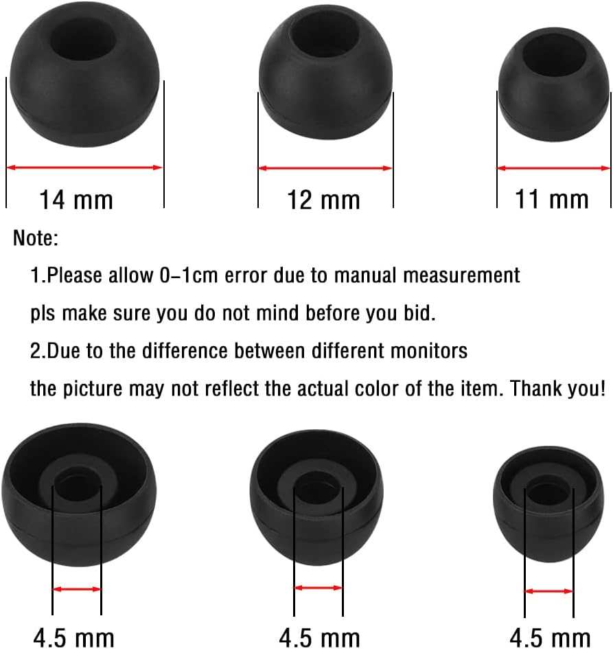 Silicone Earbud Tips Replacement Ear Tips for in- Ear Headphones Rubber Tips Ear Buds Replacement Earbuds Tips 9 Pairs S M L, Black