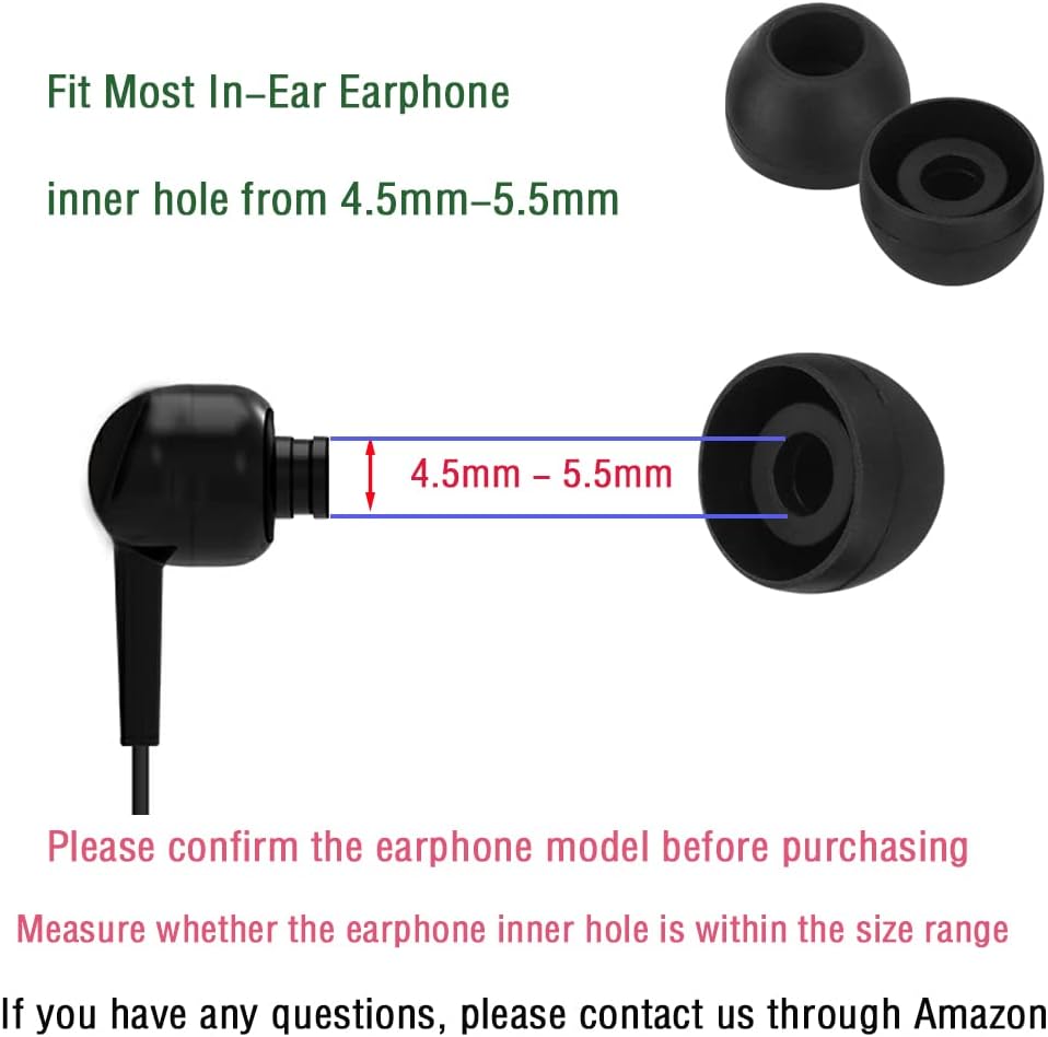 Silicone Earbud Tips Replacement Ear Tips for in- Ear Headphones Rubber Tips Ear Buds Replacement Earbuds Tips 9 Pairs S M L, Black