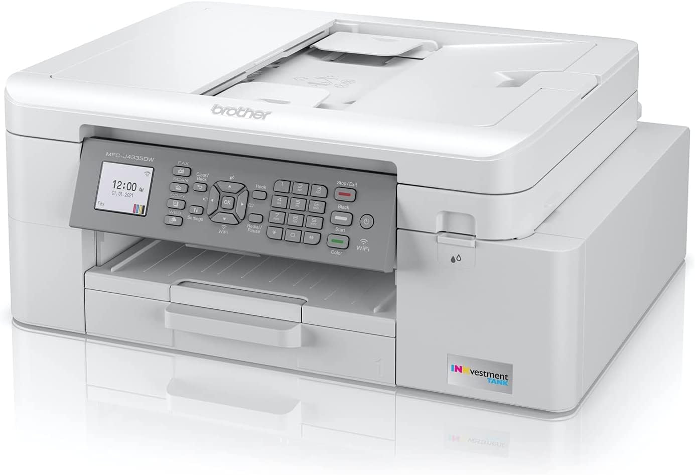 Brother MFC-J4335DW INKvestment Tank All-in-One Printer with Duplex and Wireless Printing Plus Up to 1-Year of Ink in-Box (Renewed Premium), White