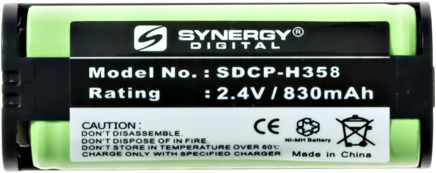 Synergy Digital Cordless Phone Battery, Works with Panasonic KX-TGA670B Cordless Phone, (Ni-MH, 2.4V, 830 mAh) Ultra Hi-Capacity, Compatible with Panasonic HHR-P105 Battery