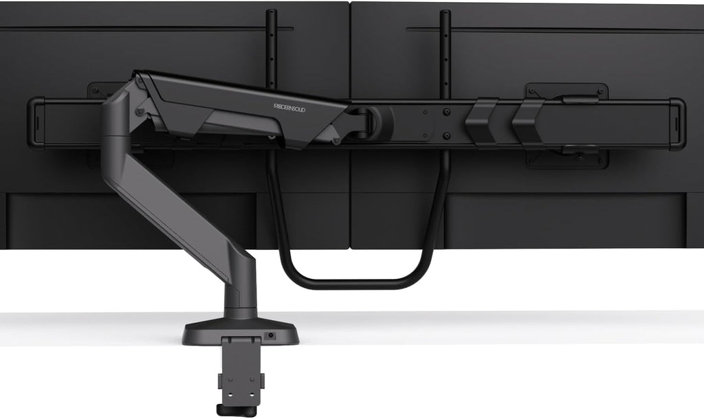 Dual Monitor Arm Desk Mount with Gas Spring & USB Charging, Fits 17–32” inches Screens up to 33 lbs, VESA 75x75/100x100, Crossbar Handle for Easy Adjustment, Black, Dual