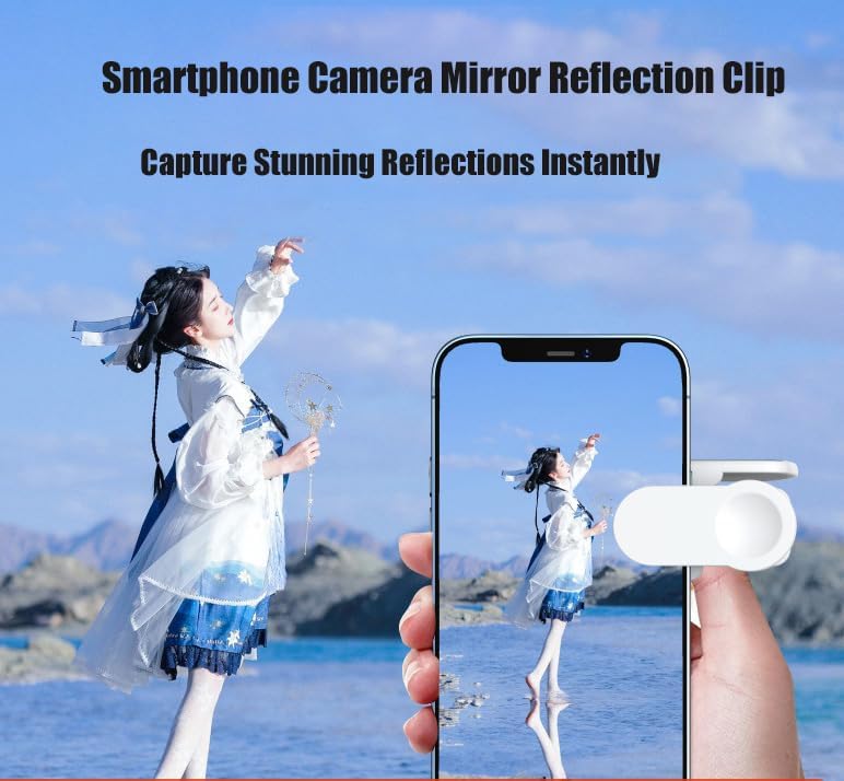 Mirror Effect Lens - Capture Stunning Reflections Instantly,Camera Mirror Reflection Clip for Back Camera Recording, Adjustable Hd Glass Phone Shooting Reflection Mirror (Black-Control)