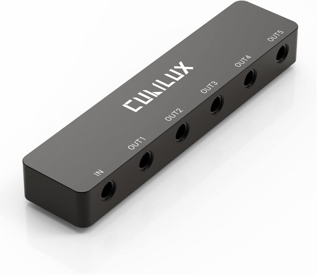 Cubilux Professional 5-Way 3.5mm AUX Splitter, Aluminum Case 5-Channel 1/8” Stereo Headphone Splitter, Multi-Port TRS Audio Share/Split Box/HUB for Speaker Earphones Laptop PC Smartphone Tablet