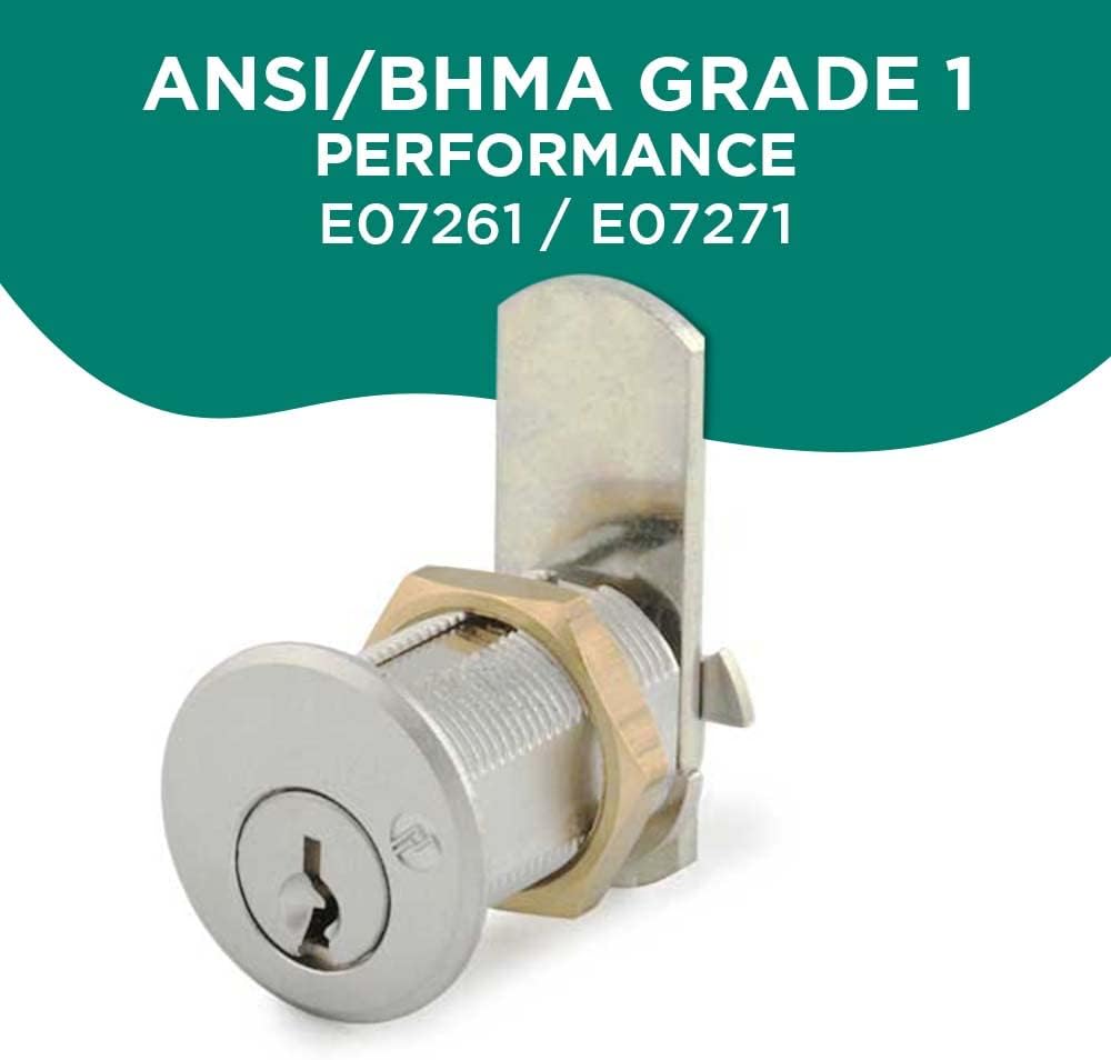 Olympus Lock DCN2 Rekeyable Cam Locks | 1-1/8" Cylinder 915 Key Lock, Keyed Alike | Grade 1 Lock | US26D Chrome Cabinet Locks | Reversible Lock for Doors & Drawers