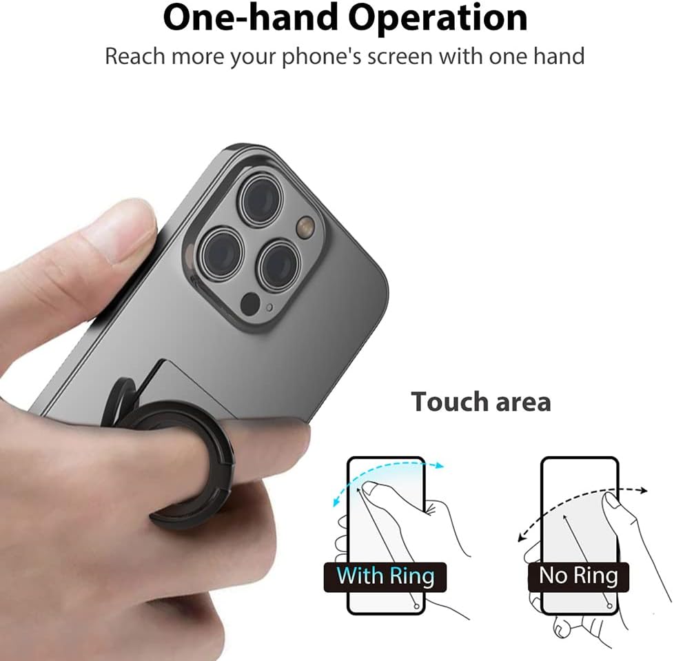 Phone Grip Holder, Phone Ring Holder Finger Kickstand, Foldable & Adjustable Rotatable Double Metal Cell Phone Rings Gripper Stand for iPhone Samsung & Other Phones - Silver Opal
