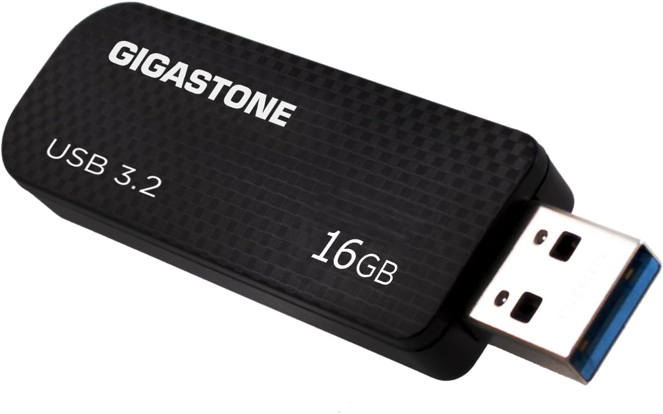 Gigastone Z30 16GB USB3.0 Flash Drive, Capless Retractable Design Pen Drive, Carbon Fiber Style, Reliable Performance & Durable