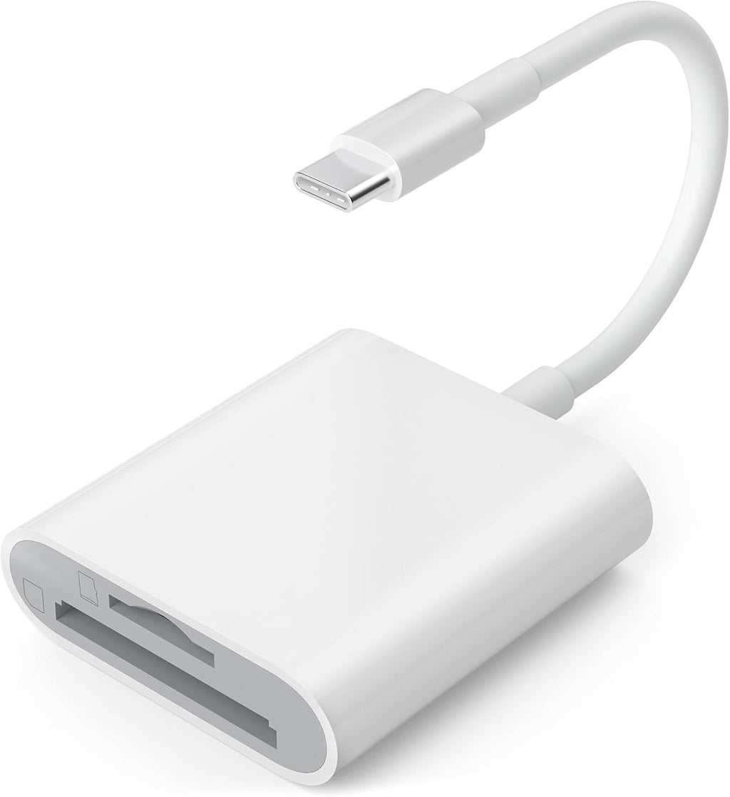 USB C SD Card Reader for iPhone 15/Mac/iPad, USB 3.0 Type C to SD/Micro SD Card Adapter Dual Slots Read and Write Simultaneously Memory Card Reader Compatible with MacBook Pro/Air Android