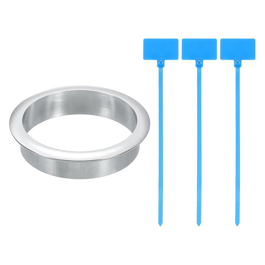 uxcell Desk Grommet, 2-3/4" (70mm) Zinc Alloy Cable Hole Cover Wire Cord Organizer with Marked Cable Ties for Home Office Desktop Wire, Silver Tone