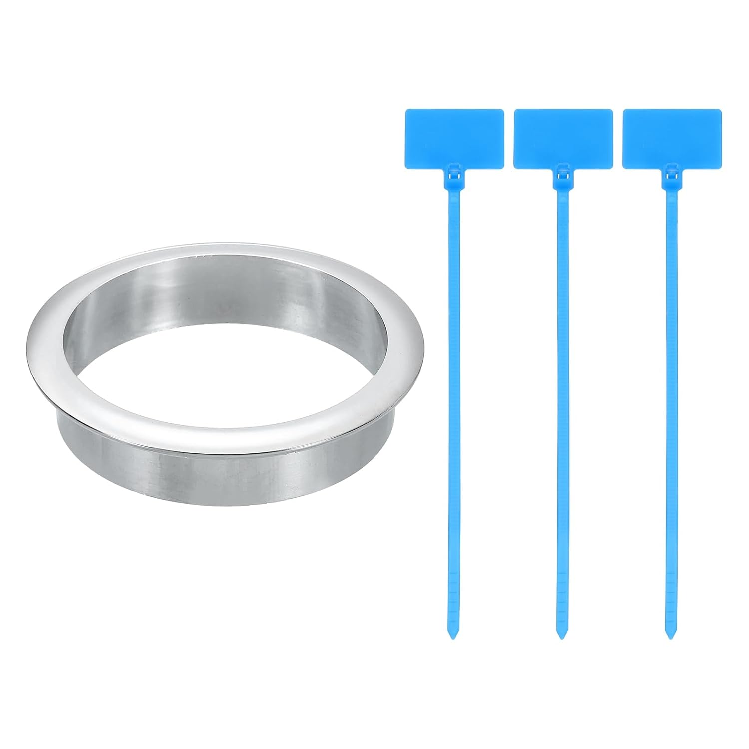 uxcell Desk Grommet, 2-3/4" (70mm) Zinc Alloy Cable Hole Cover Wire Cord Organizer with Marked Cable Ties for Home Office Desktop Wire, Silver Tone