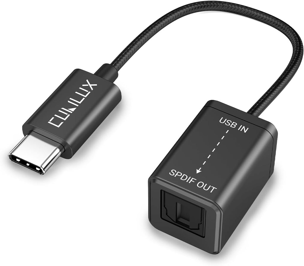 Cubilux USB C to SPDIF Transmitter, Unidirectional Type C to Optical Audio Output Adapter with 192KHz/24bit DAC for MacBook Pro/Air, Laptop, Computer