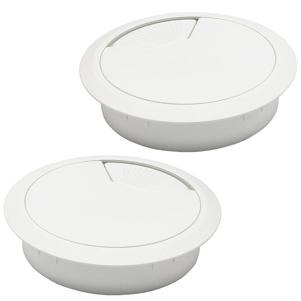 Desk Grommet 3-1/8" (80 mm), Desk Cord Hole Cover, Cable Grommet ABS Plastic, Desk Hole Grommet for Office and Home Table Cable, Detachable Adjustable Cable Cord Organizer (White 2 Pcs)