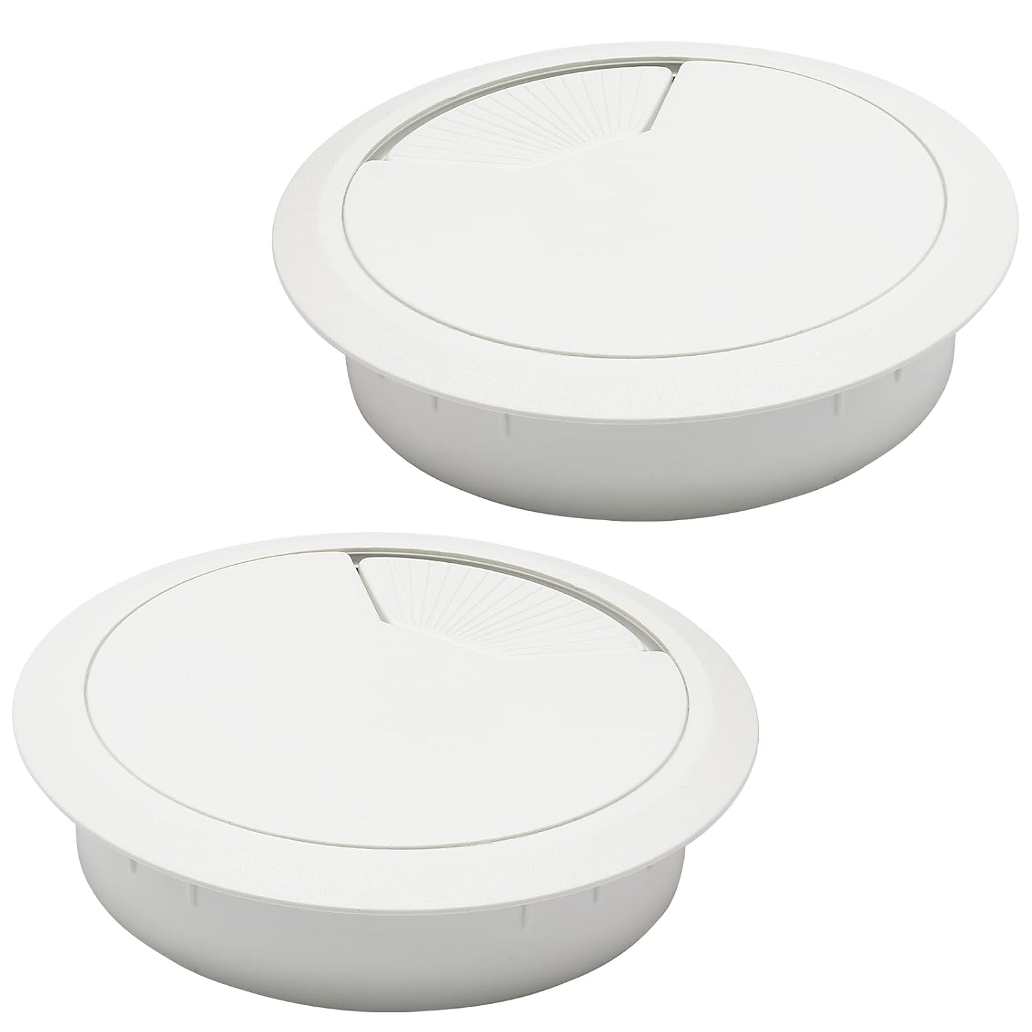 Desk Grommet 3-1/8" (80 mm), Desk Cord Hole Cover, Cable Grommet ABS Plastic, Desk Hole Grommet for Office and Home Table Cable, Detachable Adjustable Cable Cord Organizer (White 2 Pcs)