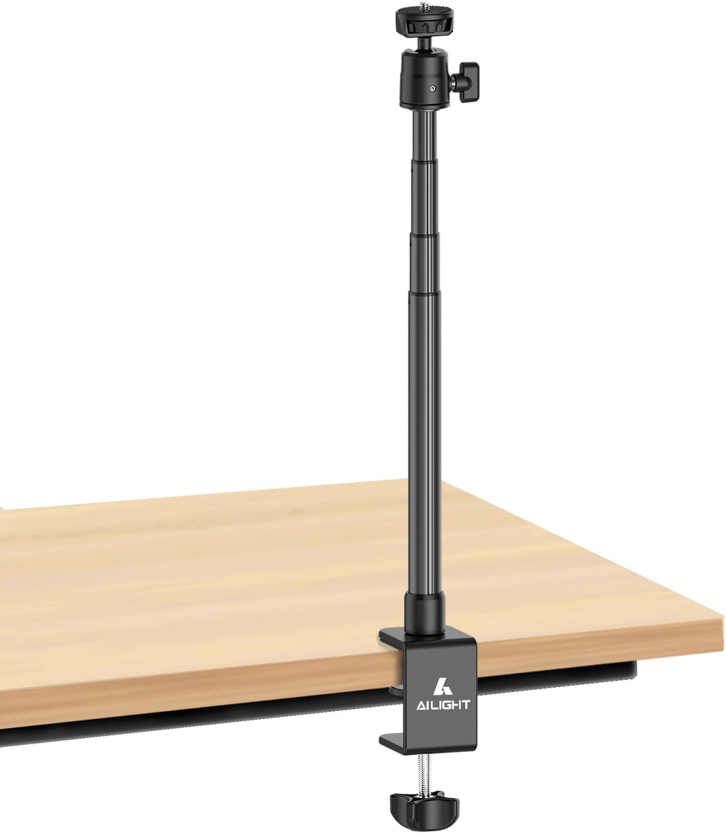 ailight Webcam Stand for Desk, Adjustable Camera Desk Stand Webcam Mount for Obsbot GoPro Anker insta Logitech Webcam C922 C930e C920S C920 C615 C960 C920x with 1/4" Thread