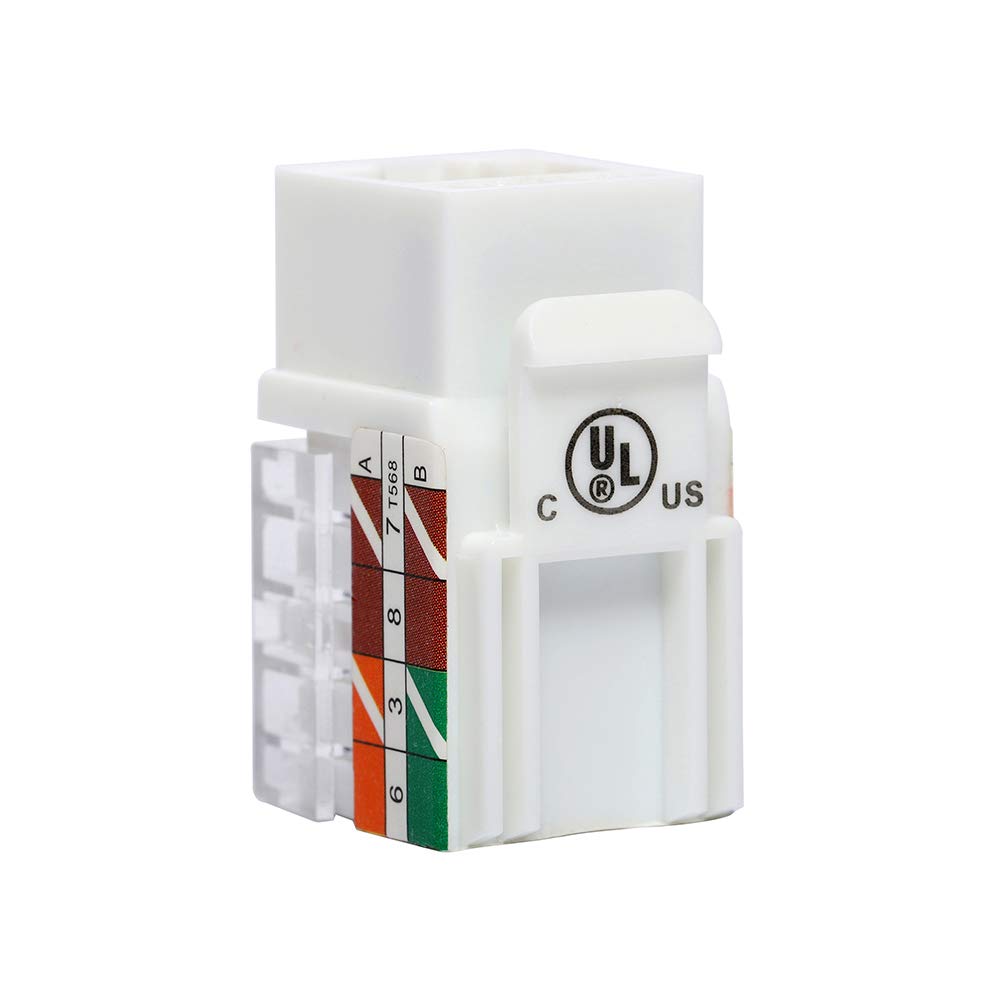 VCE Cat6A RJ45 Keystone Jacks UL Listed 50-Pack, 110-Type UTP Modular Ethernet Jacks Insert 10Gbps, Bundle with Keystone Punch Down Stand and Wire Stripper Cutter