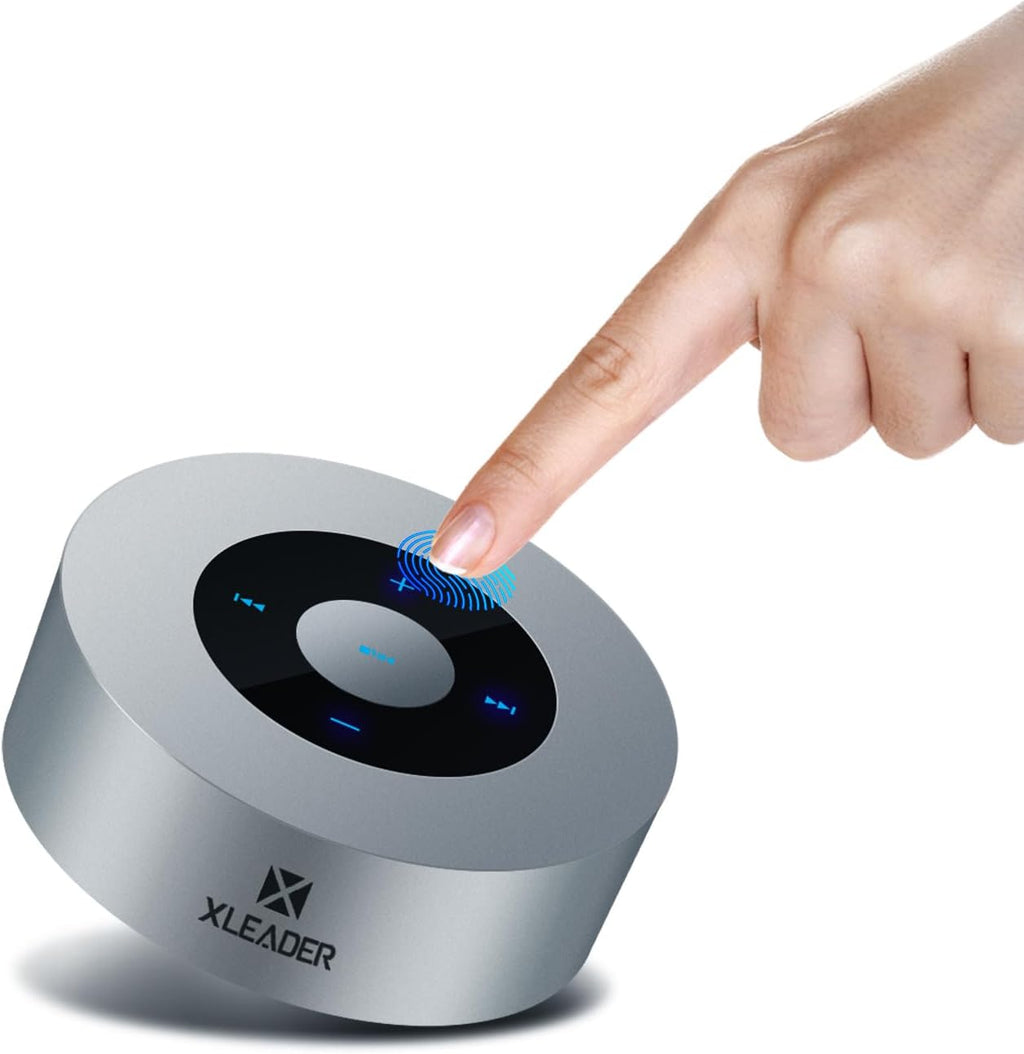 XLEADER Mini Bluetooth Speaker (Gift Box Packed) Portable Speakers Bluetooth Wireless with Micro SD Card Slot, Mic, Aux Input, Touch Screen, 12H Playtime, Small Speaker for Laptop Office Yoga,Silver
