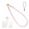 Handmade Natural Gemstone Gold Beaded Charm Cell Phone Camera Lanyard, Wrist Strap, Phone Chain String, Keychain Decor for Wallet, Stanley Cup Accessories (Rose Quartz)