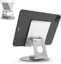 KABCON Swivel Tablet Stand, Aluminum Portable 360°Rotating Holder for Desk,Business,Kitchen,Desktop,Table Stand for iPad Pro 9.7,10.5,12.9/Air Mini,Tab,Fire,Nexus,E-Reader-Silver
