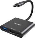 USB C to HDMI Adapter, 4K HDMI to USB-C Multiport Hub Adapter with 100W PD & USBA 3.0 Port, Type C Digital AV Converter for iPad Pro, MacBook Pro/Air, iPhone 15/16, Switch, TV, Monitor and More(Black)
