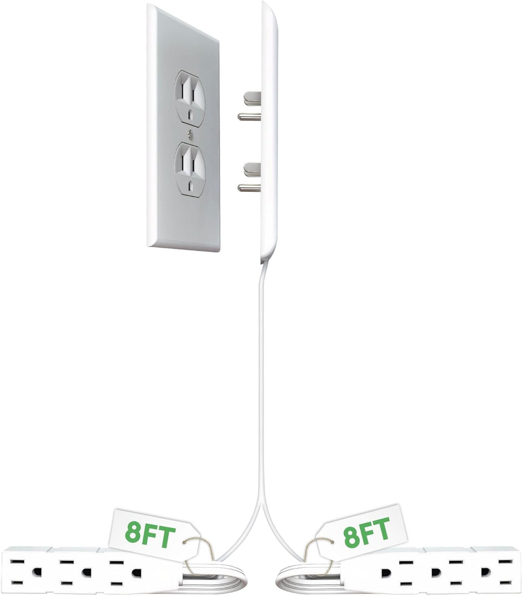 Sleek Socket Original & Patented Ultra-Thin Outlet Concealer with Cord Concealer Kit, Flat Extension Cord with Multi Outlets Power Strip, Ideal for Home Improvement, Hide Bulky and Messy Cords