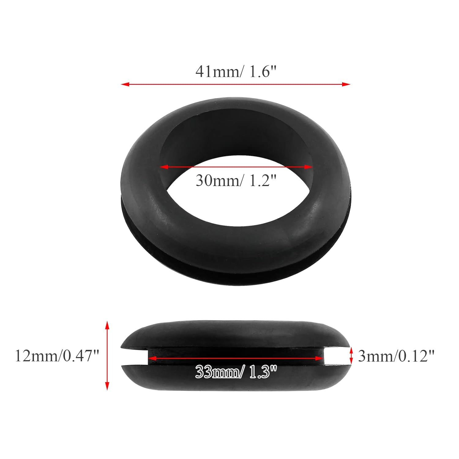12 Pcs Rubber Grommets, 1-1/5" Inside Diameter 1-1/3" Drill Hole Rubber Wire Grommets O Ring Grommets for Wire, Firewall, Cables, Plugs, Automotive