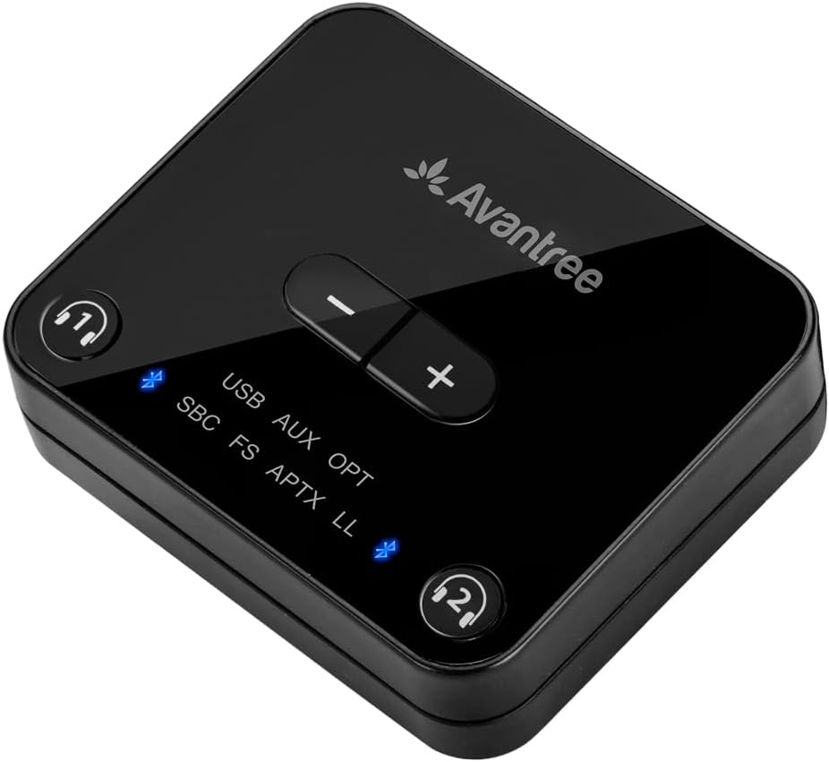 Avantree Audikast Plus – Bluetooth Audio Transmitter for TV with Optical & AUX Audio Out, Wireless Adapter for Headphones, 100ft Range, Dual Link, Volume Control