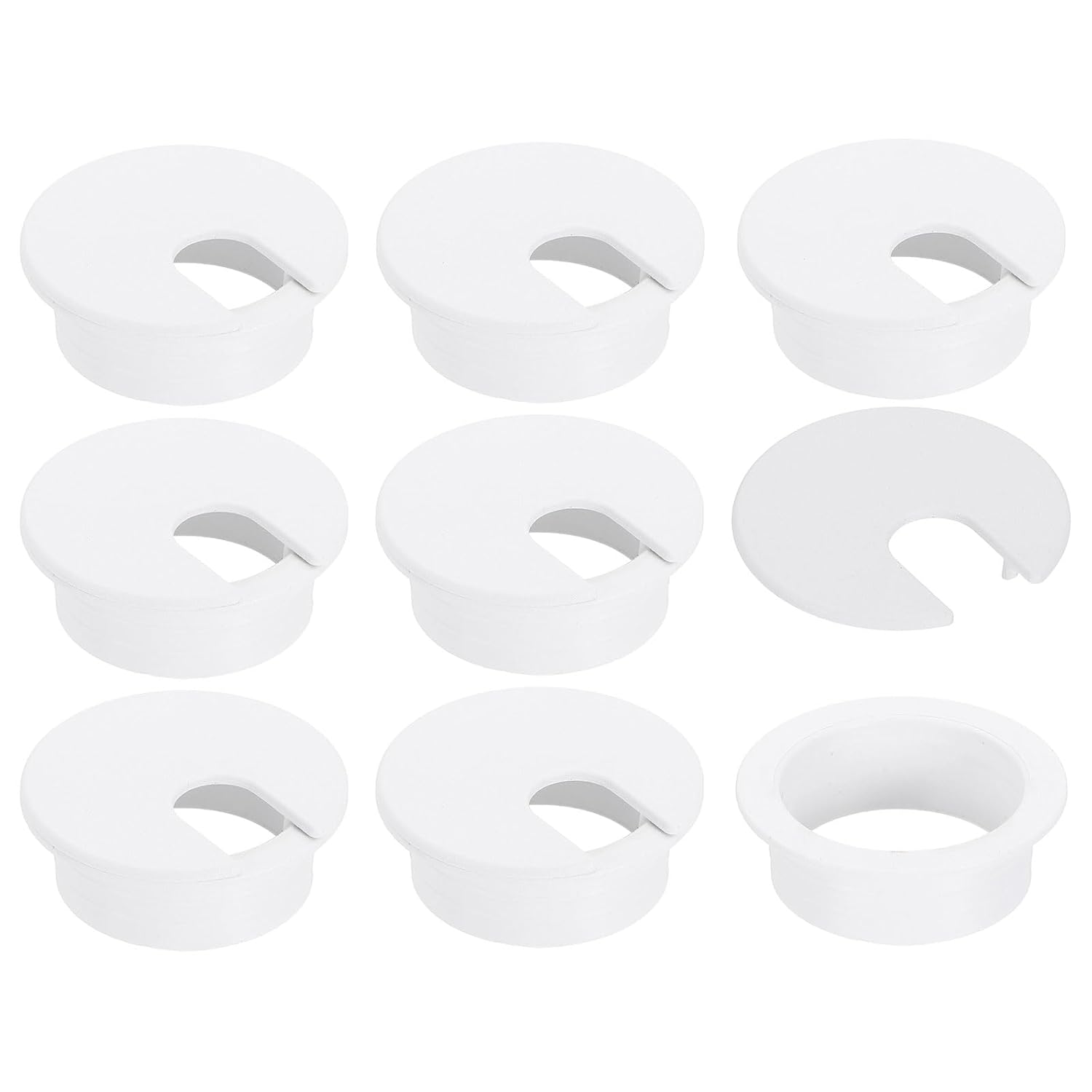 uxcell 8 Pcs 35mm (1.38 Inch) Desk Grommet, Plastic Cable Hole Cover, Wire Cord Cable Organizer for Home Office Computer Desk Cabinet, White
