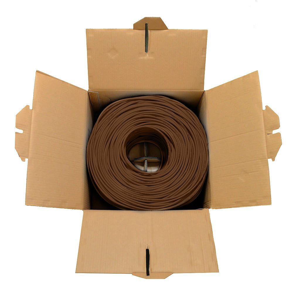 Dripstone CAT6 Ethernet Cable 1000ft Bulk Network LAN Wire 23AWG Solid UTP 550MHz High-Speed Internet Cable Gaming, Streaming, Office, Home Use, Pull Box, Cat6 Bulk, Stable Connectivity - Brown