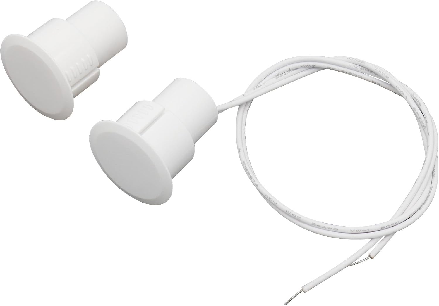 Recessed Wired Security Window Door Contact Sensor, Normally Open NO, Door Alarm Magnetic Reed Switch with 2 Wire, ABS White, RC-36
