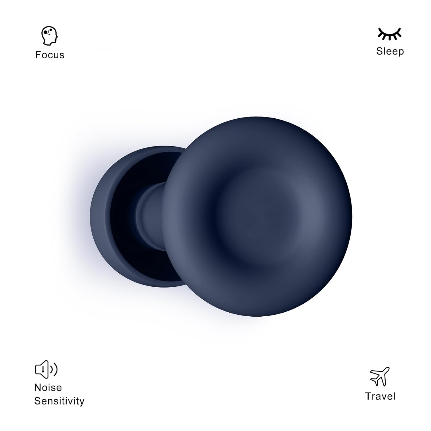 Ear Plugs for Sleeping Noise Reduction Reuseable, Concerts, Focus, Travel, Work, High Fidelity – 7 Pairs Eartips – Flexible Soft – Touch – NRR of 24 and 27 dB Noise Cancelling (Navy Blue)