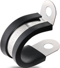 100PCS Cable Clamps 5/8 Inch 304 Stainless Steel Cable Clamps Rubber Coated Cushioned Insulated Cable Clamp,Automotive Wire Clamps,Pipe Clamps,Metal Clamp for Tube,Wire Cord Installation(16mm)