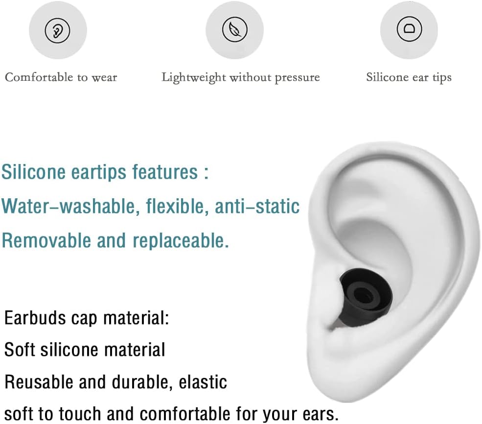 Silicone Small Replacement Earbud Tips Eartips for In-Ear Headphones Rubber Tips Earbuds Cap 10 Pairs (Black)