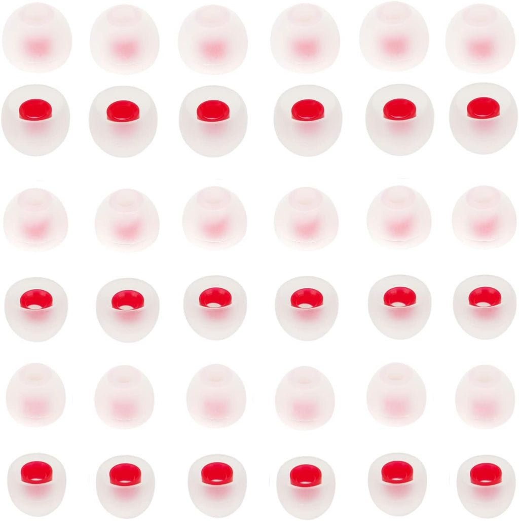 Silicone Earbud Tips - Soft & Comfortable Earphone Cushions, 18 Pairs (S/M/L) - White & Red, Fits 3.8mm-5.5mm Inner Hole, Compatible with Most in-Ear Headphones
