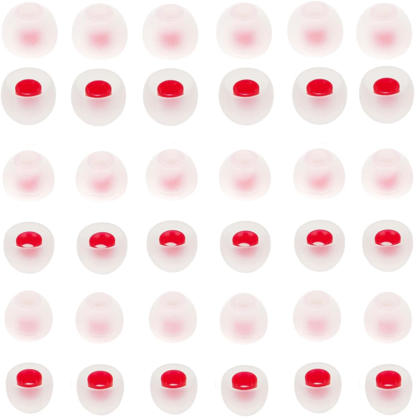 Silicone Earbud Tips - Soft & Comfortable Earphone Cushions, 18 Pairs (S/M/L) - White & Red, Fits 3.8mm-5.5mm Inner Hole, Compatible with Most in-Ear Headphones