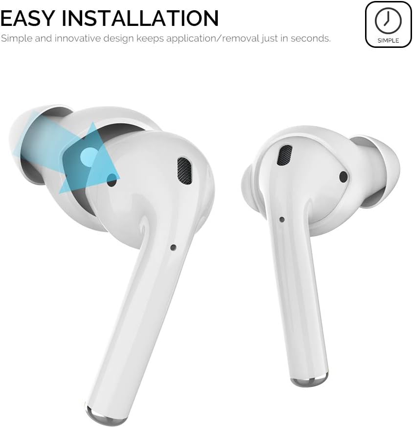 AhaStyle 3 Pairs Ear Tips Silicone Earbuds Cover [Not Fit in The Charging Case] Compatible with AirPods(3 Pairs Large, White)
