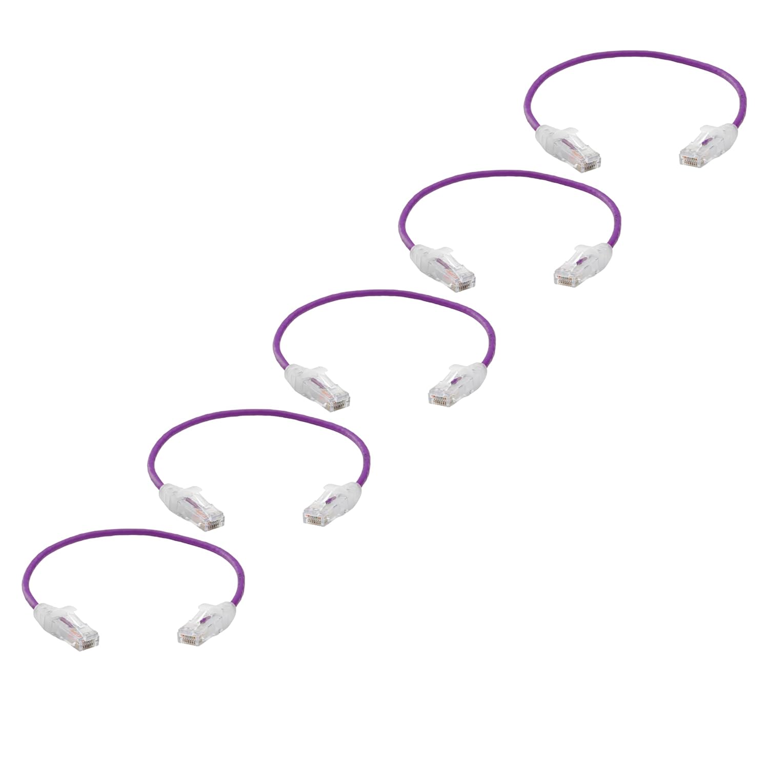 TRUECABLE Cat6 Component Rated Patch Cable, Unshielded (U/UTP), 1ft, Purple, 28AWG Solid Copper, Snagless 10G High-Speed Ethernet Cable, PoE++ 4PPoE 100W, UL Listed, RoHS-3, 5 Pack