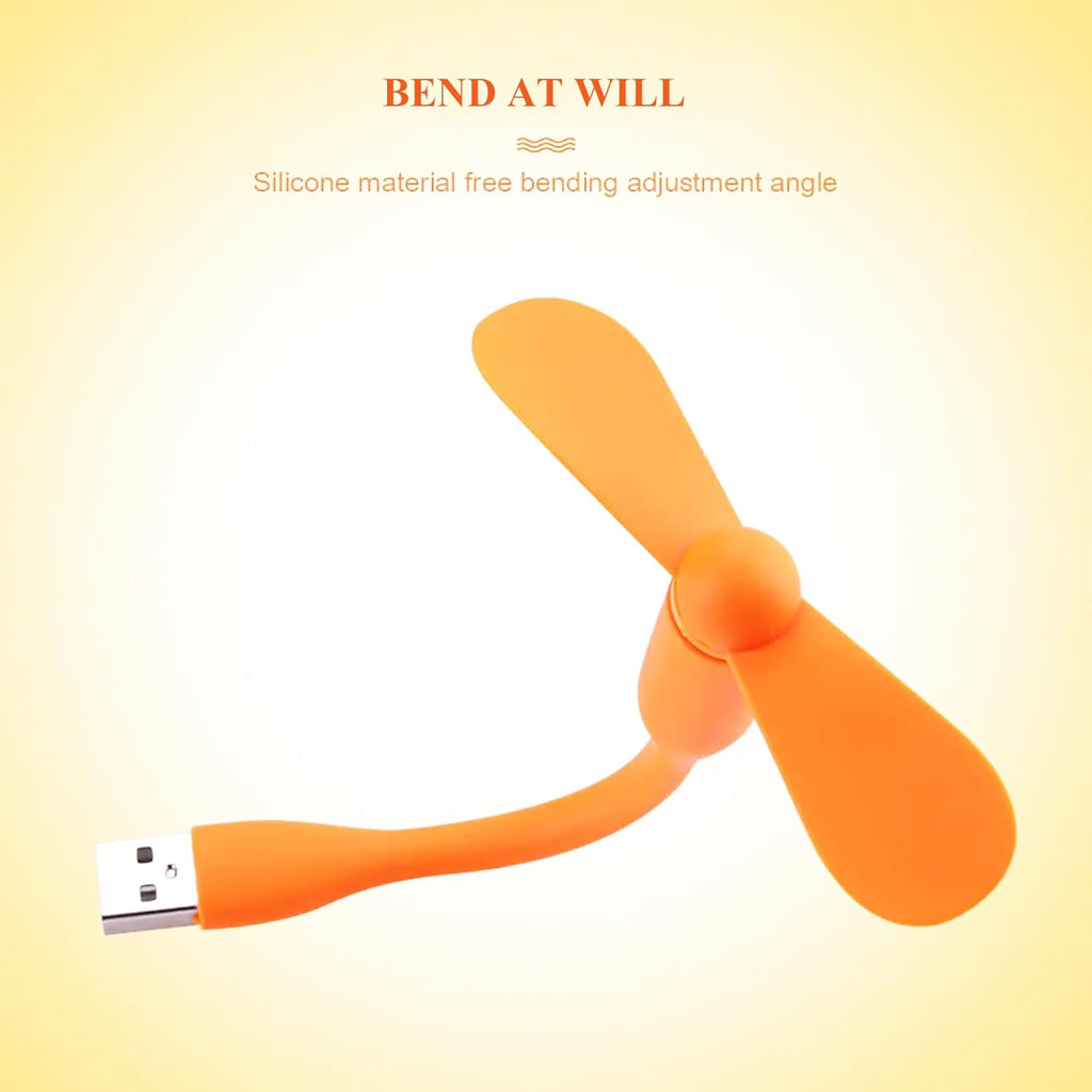 Mini USB Fan, Portable Pocket Fan USB-A Powered Little Cooler, Quiet Operation, for Home Office Car Outdoor Travel- 4 Pack (Orange)