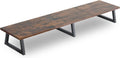 TEAMIX 42 inch Large [Dual] [Monitor] [Riser],Rustic Brown Extra Long TV [Stand Wood & Steel Desktop [Riser] with Storage for [Dual] Screen Office Desk Organization
