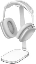 VICHYIE Headphone Stand for AirPods Max, Headset Holder with Aluminum Supporting Rod, Heavy Base Desk Stand Headphones Support Accessory for All Headphones - Silver White
